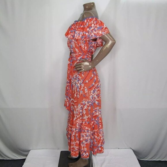 Poupette St Barth Women's Long Dress Bella Ruffled Off Shoulder Belted Size S - Picture 9 of 10